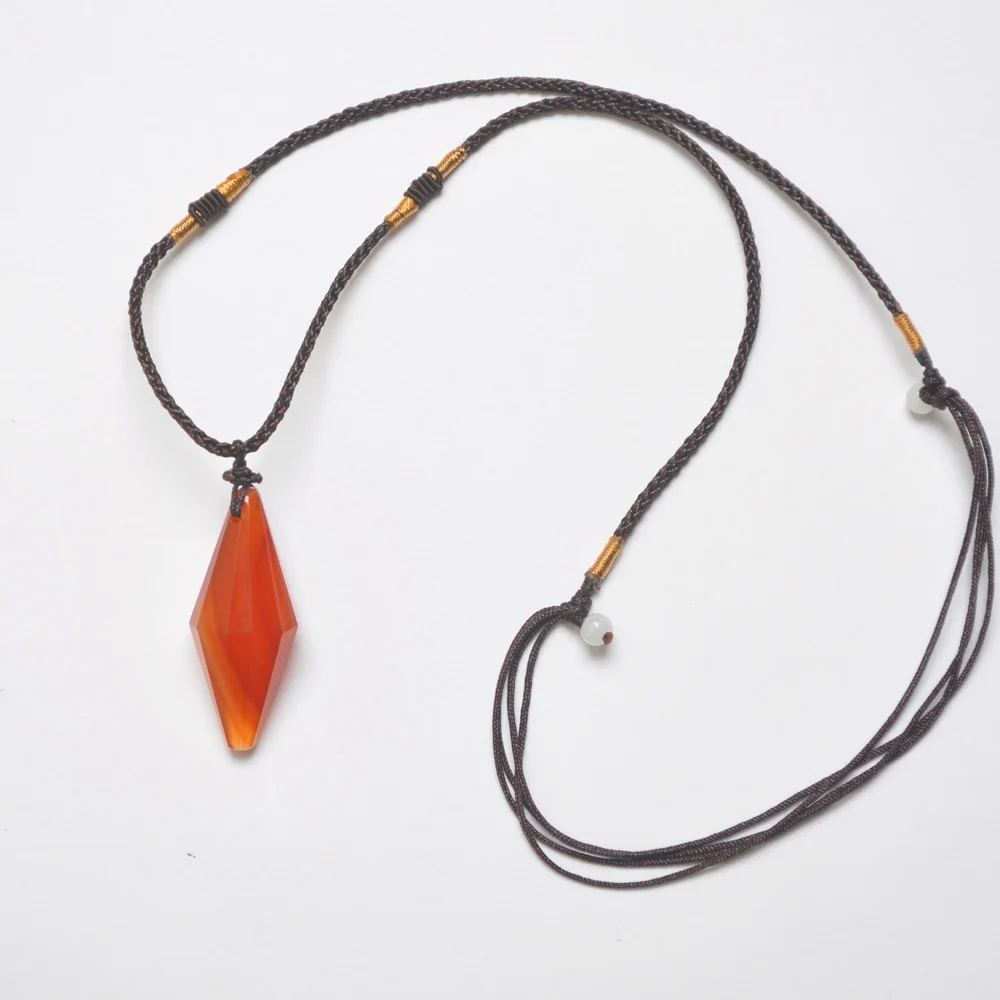 Ожерелье из нейлоновой оплетки с оранжевым сердоликом 1 шт. F421|necklace jewelry|braided