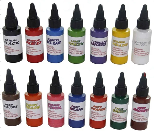 

14pcs/lot color tattoo ink permanent makeup black color pigment set 30ml/bottle 1OZ wholesale makeup supplies