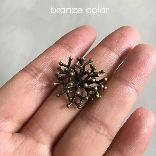 bronze color 6 шт. необработанные латунные 3D кораллы для украшения, 21*23 мм - Цвет: bronze color