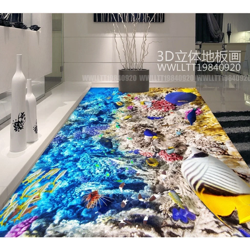 Настенный стикер для пола под водой 3D стереоскопический пол s Lotusf напольное