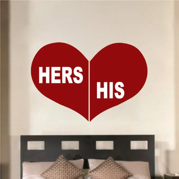 Настенные стикеры в форме сердца ее и его креативный современный дизайн