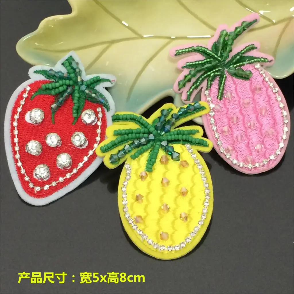 

fruit exquisite beaded diamond star cloth sweater/bag/coat decoration accessories beaded applique patches for clothing