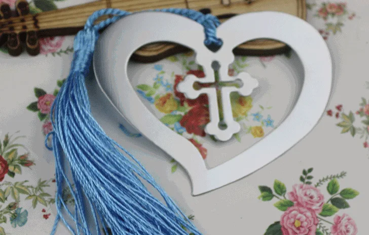 Креативные металлические книжные маркеры в форме сердца с кисточкой