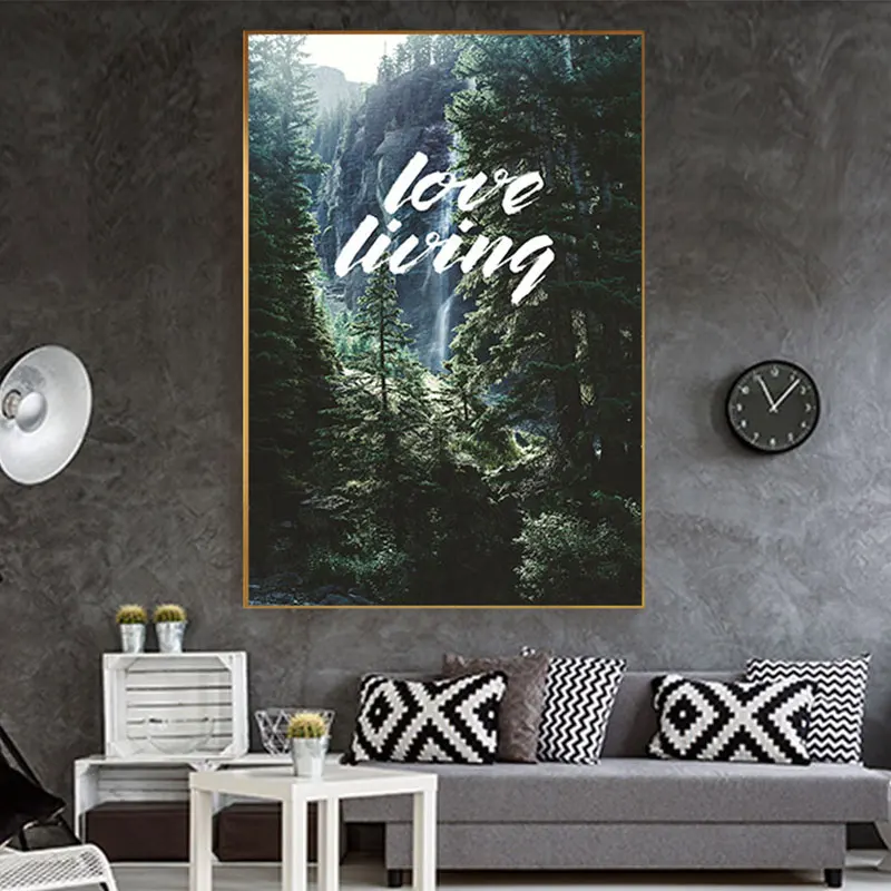 Настенная картина Дом в лесу большой постер скандинавском стиле с зимней снежной