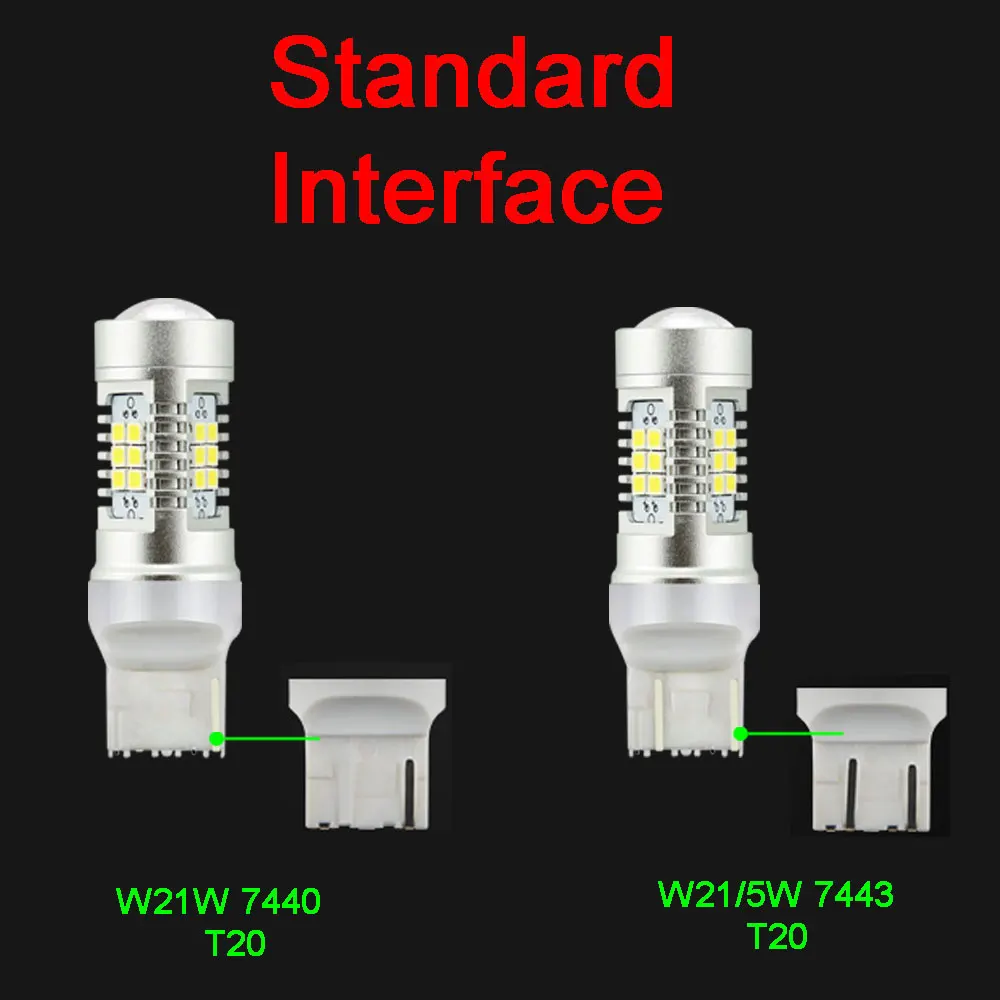 2x T20 7440 7441 7443 7444 W21W WY21W W21/5 Вт светодиодный стоп-сигнал строп парковки размеры светильник лампы белого цвета-красный, желтый