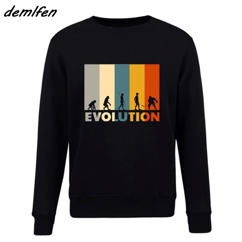 Mankind Evolution Ice Hockeyer Hoodie 80s Vintage Retro Funny Clothing Casual Pullover Sweatshirts Hip Hop Coat Tops | Мужская одежда