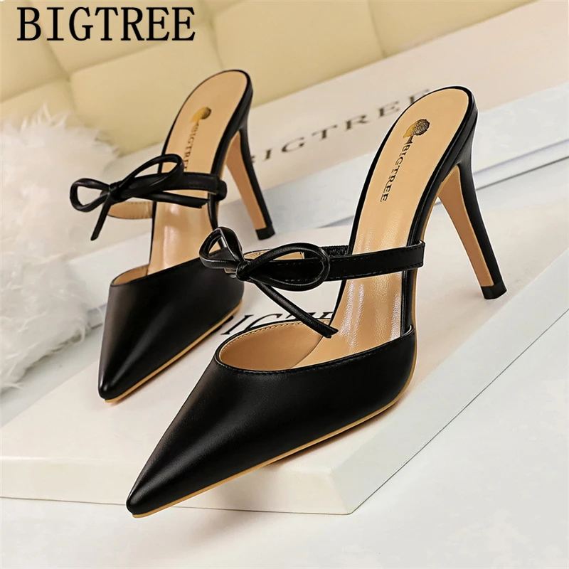 Туфли без пяток на высоких каблуках Пикантные элегантные туфли каблуке Сезон