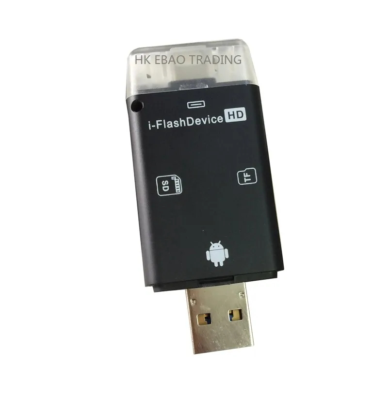 Все в 1 кардридер i Flash usb2.0 2 слота USB для iPhone 7 6 Plus 5 5S ipad 4 air mini 3 Android OTG телефонов|usb