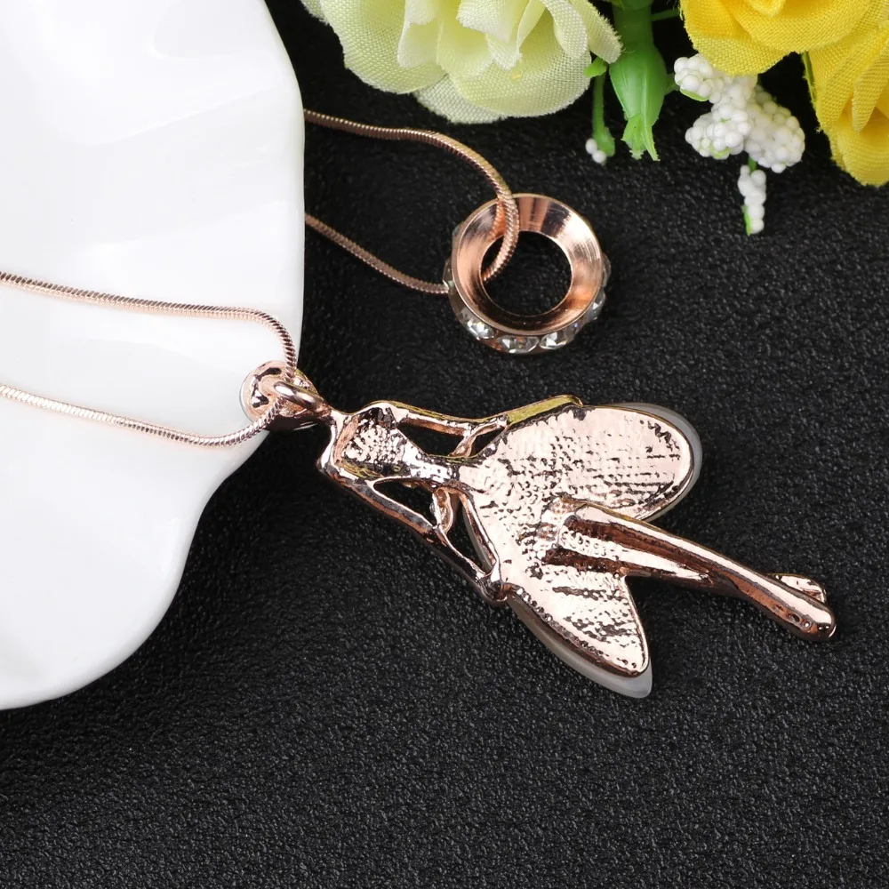 WEVENI эффектное ожерелье в виде ангела феи опала Хрустальная фигура кошачий глаз