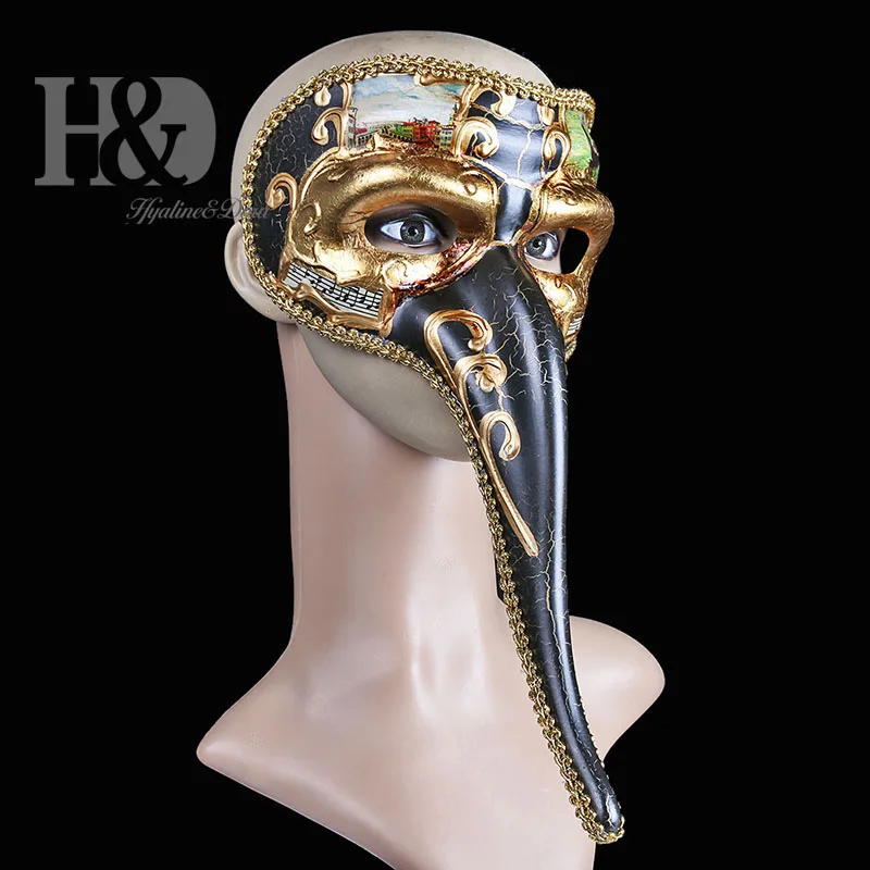 H & D Античная Венецианская Маскарадная маска из смолы мужской длинный нос клюв