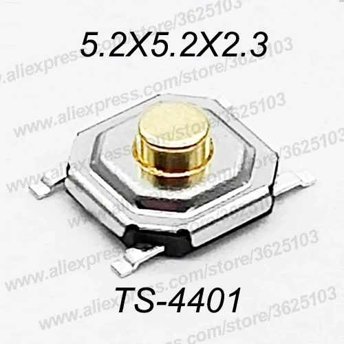 4X4X2.3 SMD 50 шт./лот SMD 4*4*1,5 мм~ 7 мм 4X4X1. 5 мм~ 7 мм 5,2 мм x 5,2 мм тактильная тактовая кнопка микропереключатель мгновенная кнопка Медная головка - Цвет: 4X4X2.3 SMD