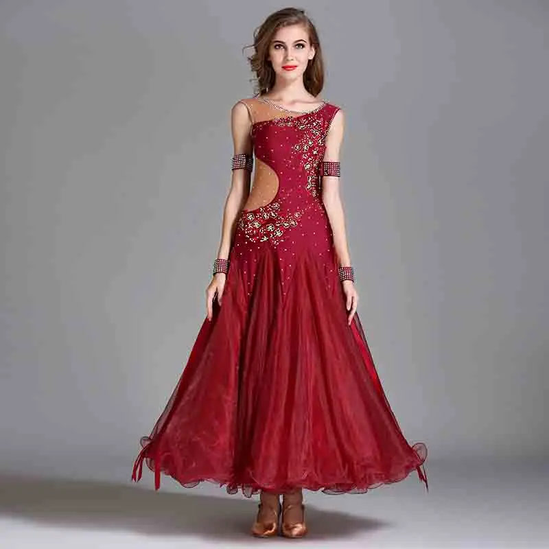 Wine red Новые платья Camisa фламенко, танцевальные платья для бальных танцев с бриллиантами, Бальные Танцевальные Костюмы фламенко, Драг, королева, DressDQS1264 - Цвет: Wine red