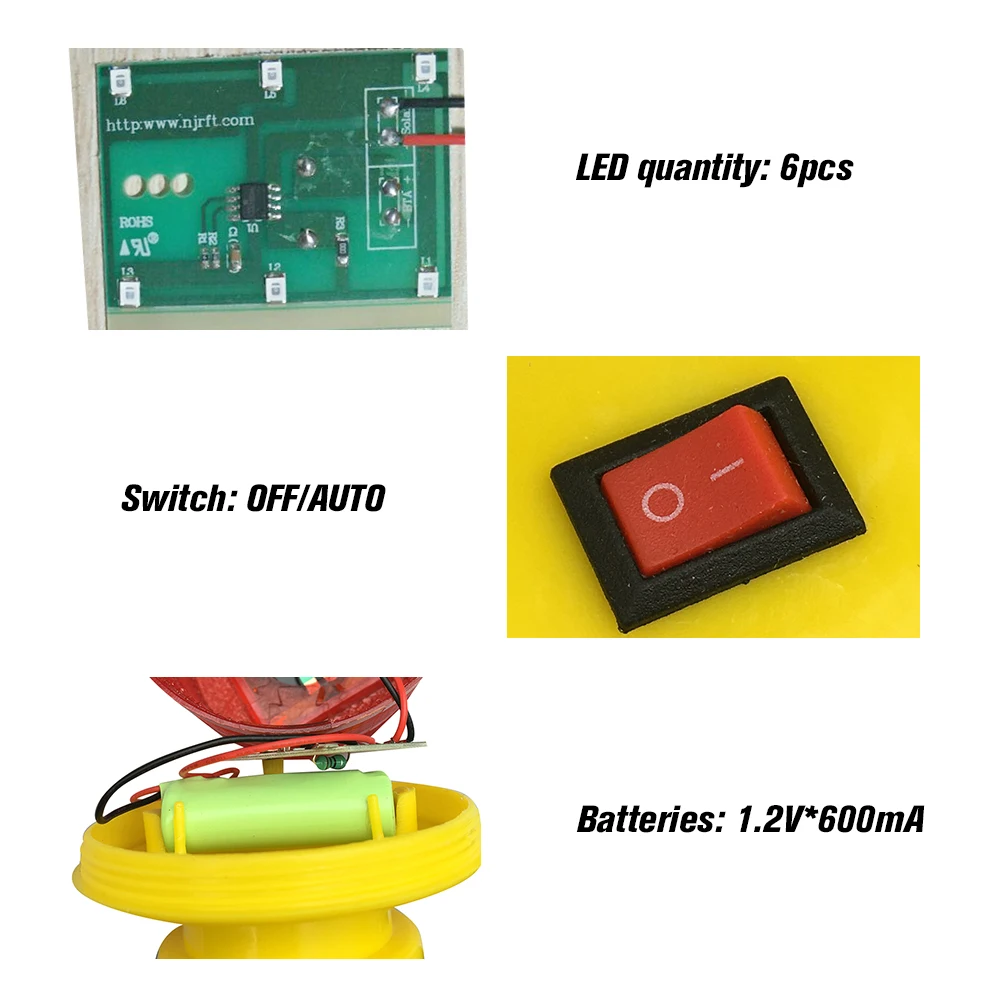 Солнечные сигнальные огни 6 шт. светодиоды красный свет на солнечных батареях