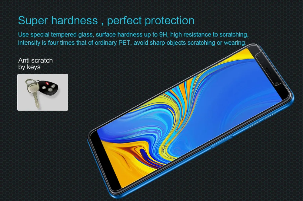 Защитная пленка Nillkin из закаленного стекла для Samsung Galaxy A7 2018 Amazing H Nano 9H | Мобильные