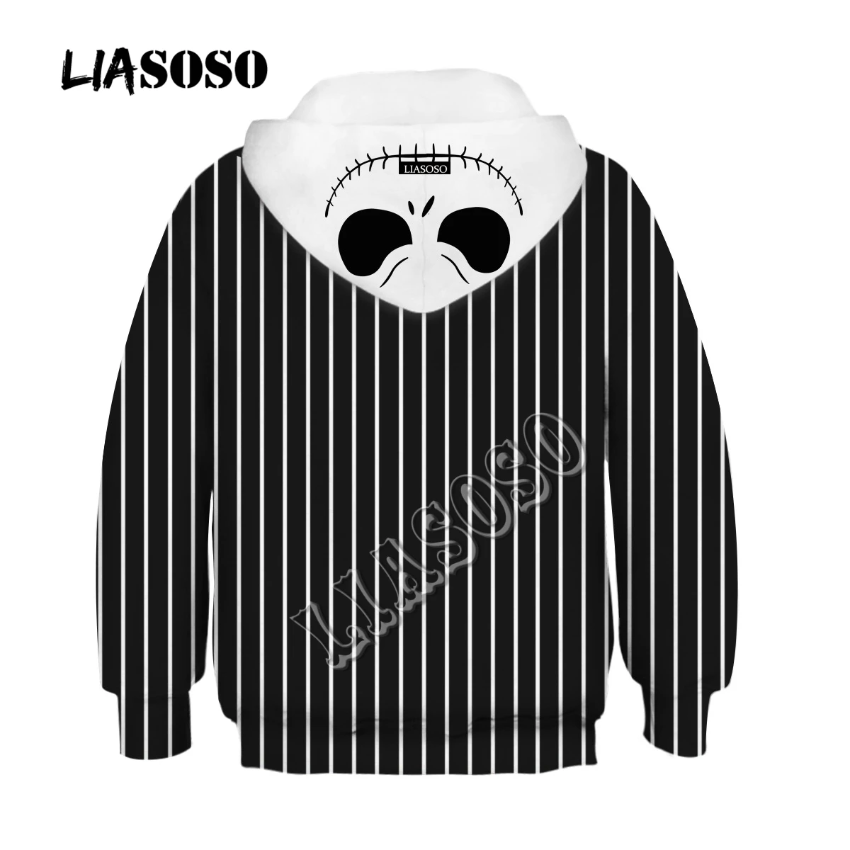 LIASOSO/модные детские толстовки Толстовка в полоску с 3D принтом черного кота для