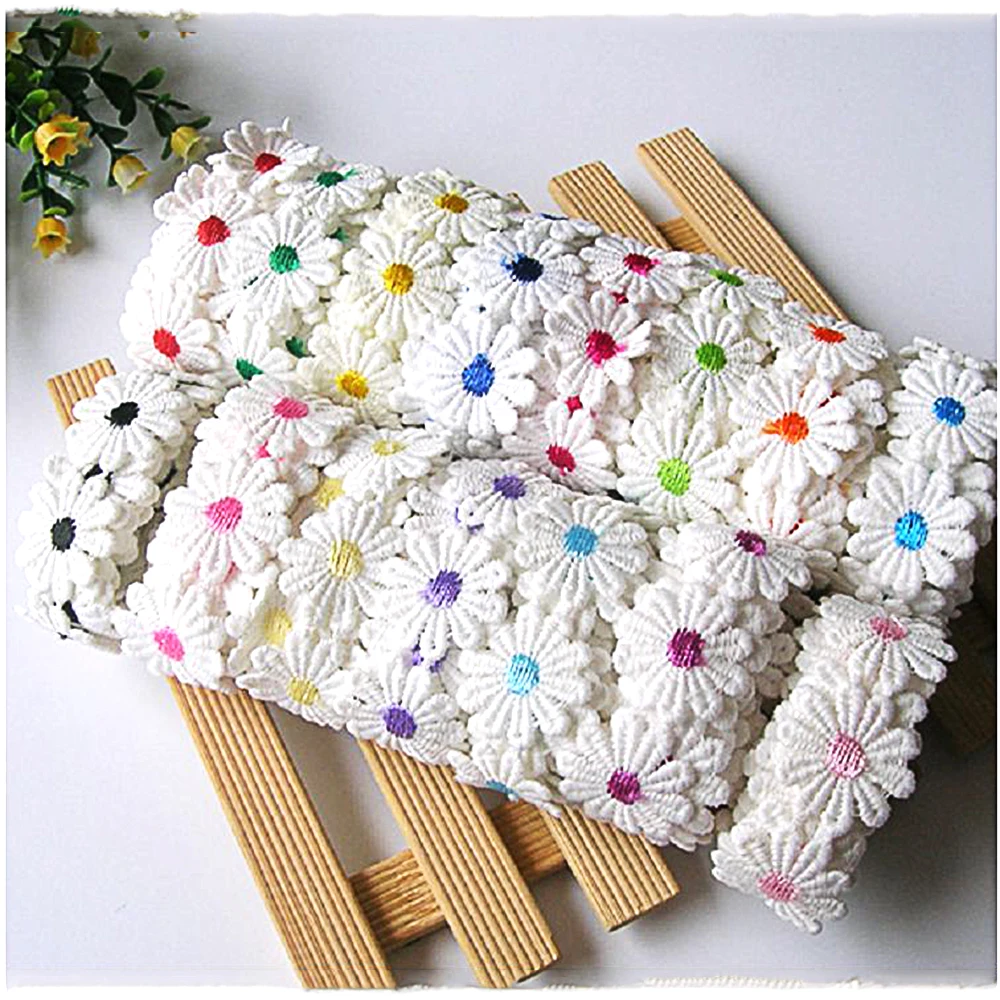 1 ярд 50 мм Водорастворимая кружевная лента с маленькой маргариткой, тесьма для рукоделия, швейная одежда, аксессуары для одежды ручной работы