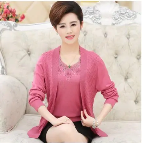 Женский трикотажный Костюм-двойка blusa вязаный свитер-пончо большого размера S1140