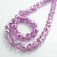 wholesale half plated rondelle faceted crystal glass loose spacer beads 4mm 6mm 8mm 10mm pink