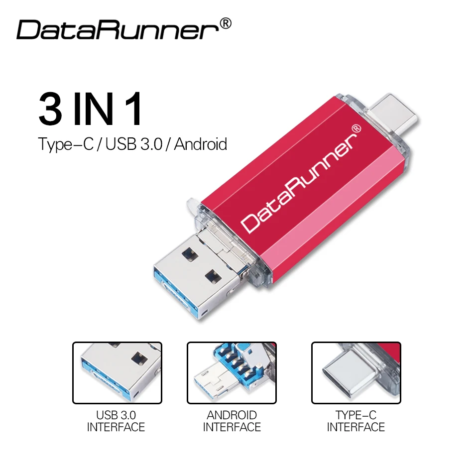 Оригинальный DataRunner OTG USB флеш накопитель 3 в 1 USB3.0 & Тип Type C и Micro флэш 512 ГБ 256 128 Гб 64