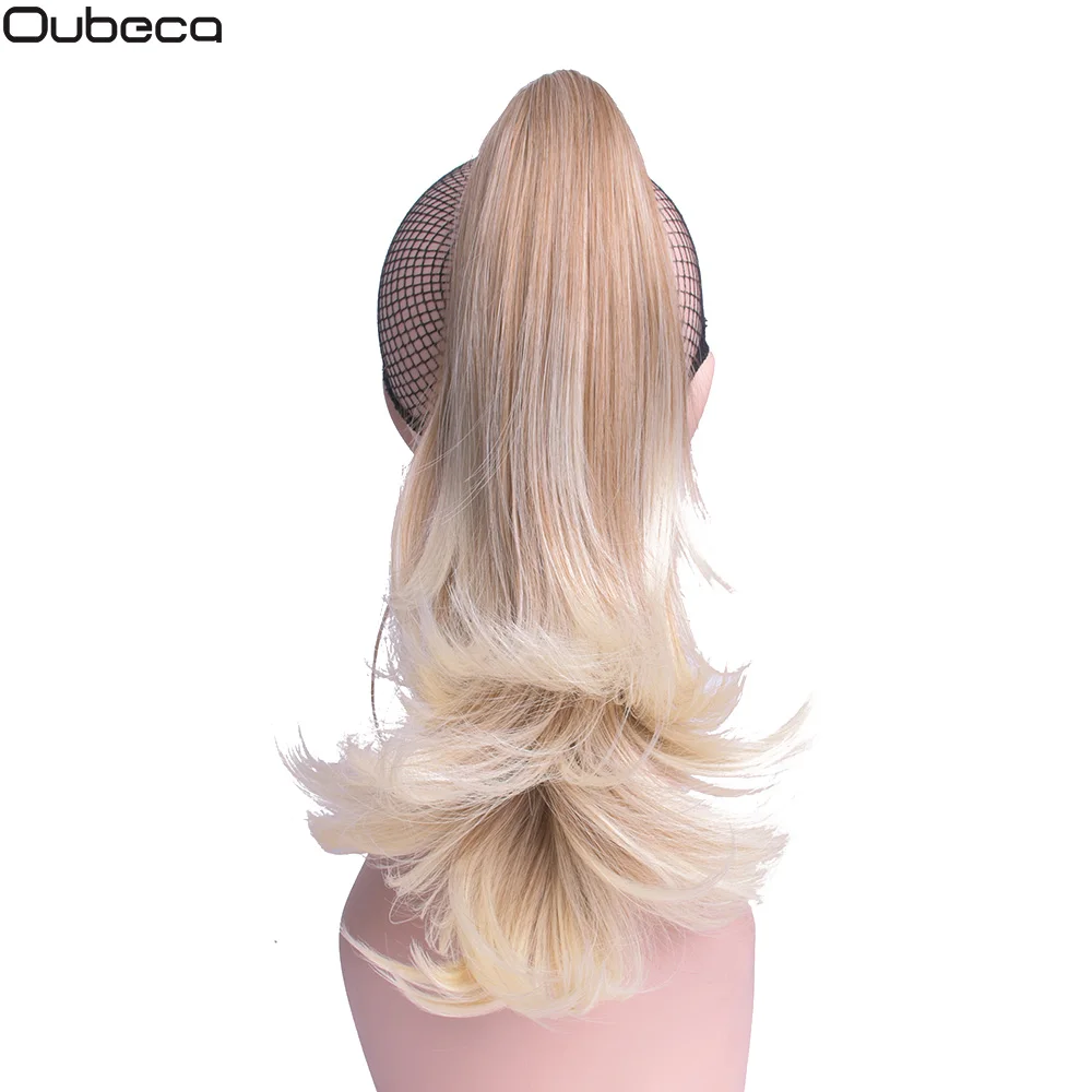 27T613 Oubeca синтетические когти вьющиеся слоистые конский хвост шиньон длинный толстый хвост шнурок конский хвост клип на наращивание волос для женщин - Цвет: 27T613