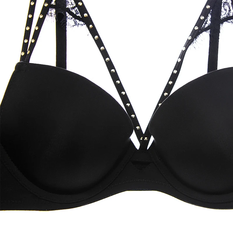 

Yhotmeng sexy metal rivet lashes comfortable ladies' bra set push up bra vs lingerie solid color underwear women seamless bra