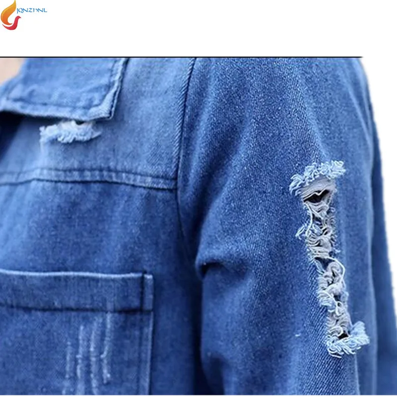 Женская джинсовая куртка средней длины повседневная Однорядная Свободная из