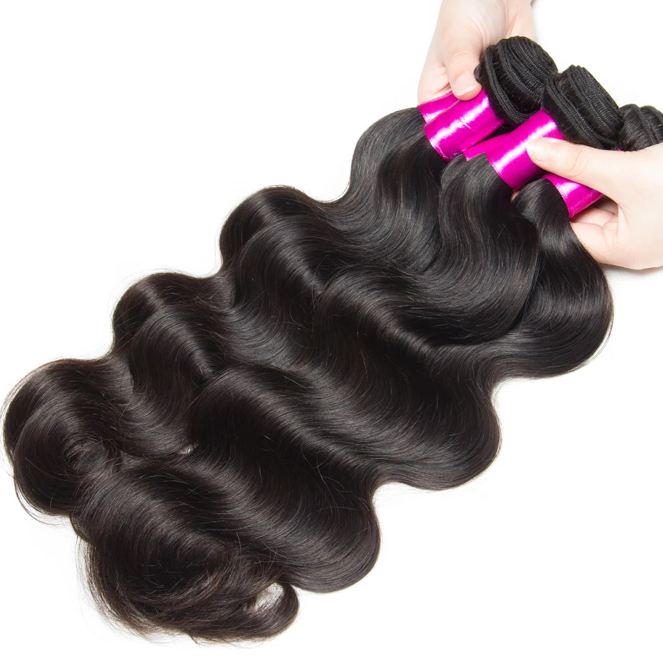 Alibele бразильские пучки волнистых волос с фронтальным Remy волосы плетение 4 или 5 шт