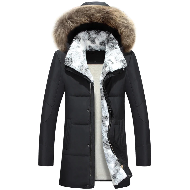 

Winter Jacket Men Cotton Coat Parkas Male Jacket Thickened Warm Rabbit Fur collar Raccoon fur Hooded Size 4XL Christmas deals