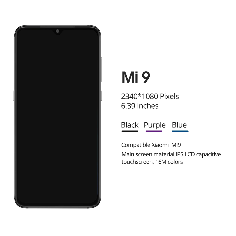 6,39 ''AMOLED ЖК-дисплей для xiaomi mi 9 mi 9 дисплей для xiaomi 9 ЖК-дисплей кодирующий преобразователь сенсорного экрана в сборе с рамкой