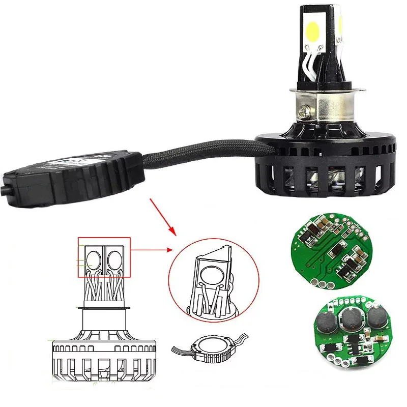 H4 12v светодиодные лампы для фар мотоцикла Hi/Lo дальнего ближнего света 18W 1800LM h4 Ba20d h6