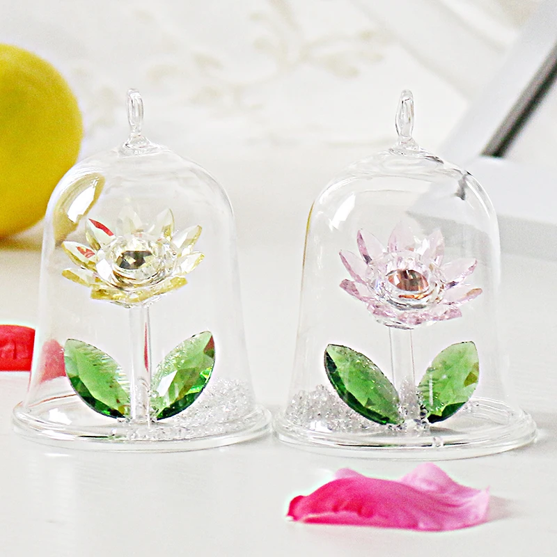 H&ampD Crystal Flower Collectible Sunflower Hanging Glass Gome Figurine in a Dome Home Wedding Decoration Gifts | Дом и сад