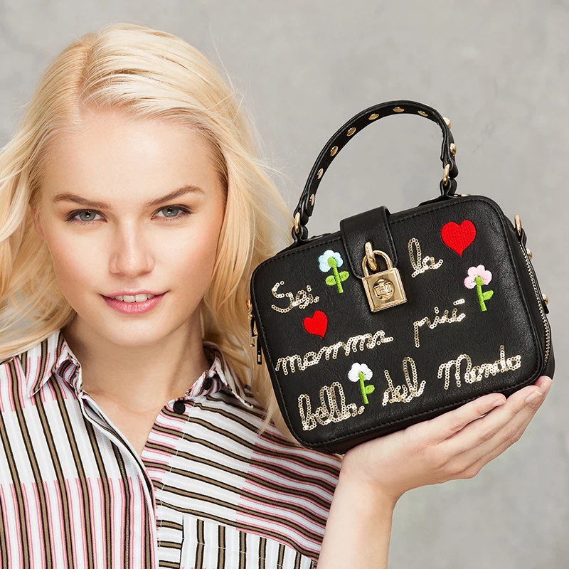 AMELIE GALANTI Женская сумка с компактной вышивкой|rivet shoulder bag|shoulder bagsbag pattern |