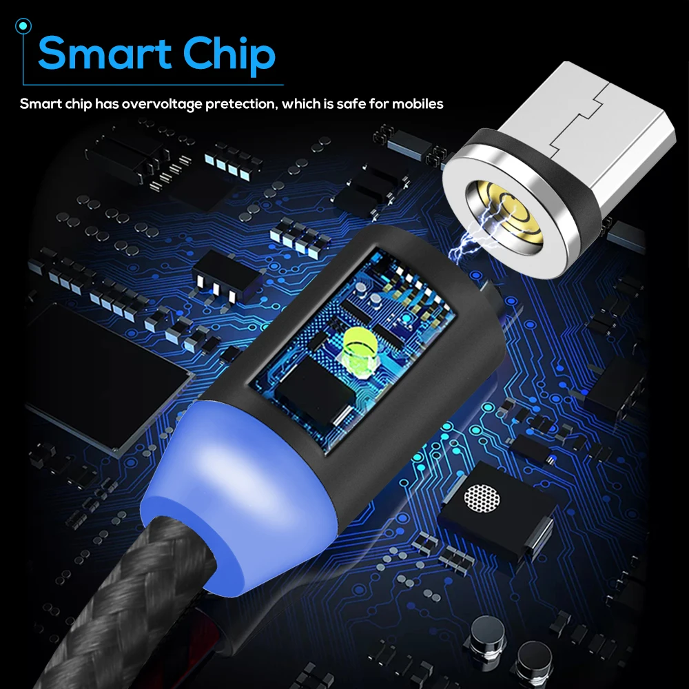 TOPK 1 м Улучшенный Магнитный кабель Micro USB и usb type C Быстрая Зарядка Синхронизация