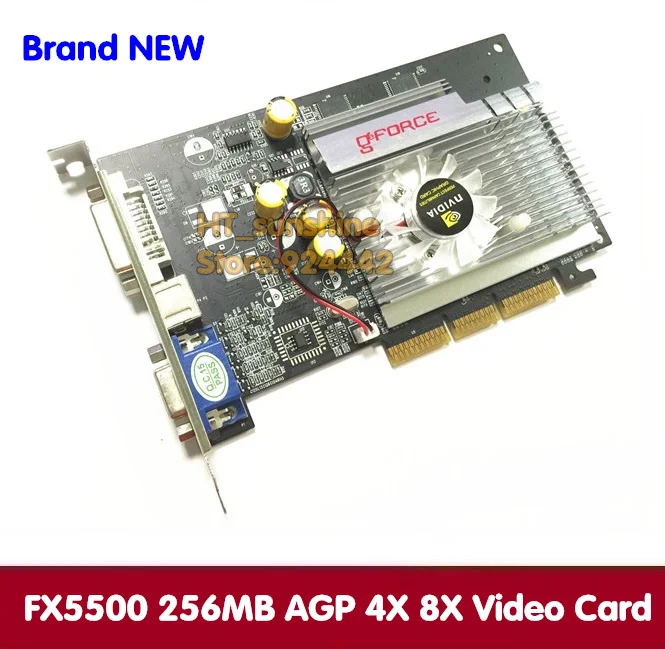 Бесплатная доставка DHL /EMS 50 шт./лот новая видеокарта nVidia Geforce FX5500 256M AGP DVI VGA