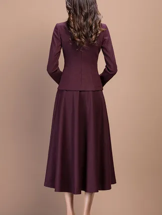 Комплект из двух предметов Осень-зима 2019 элегантное шерстяное пальто и юбка