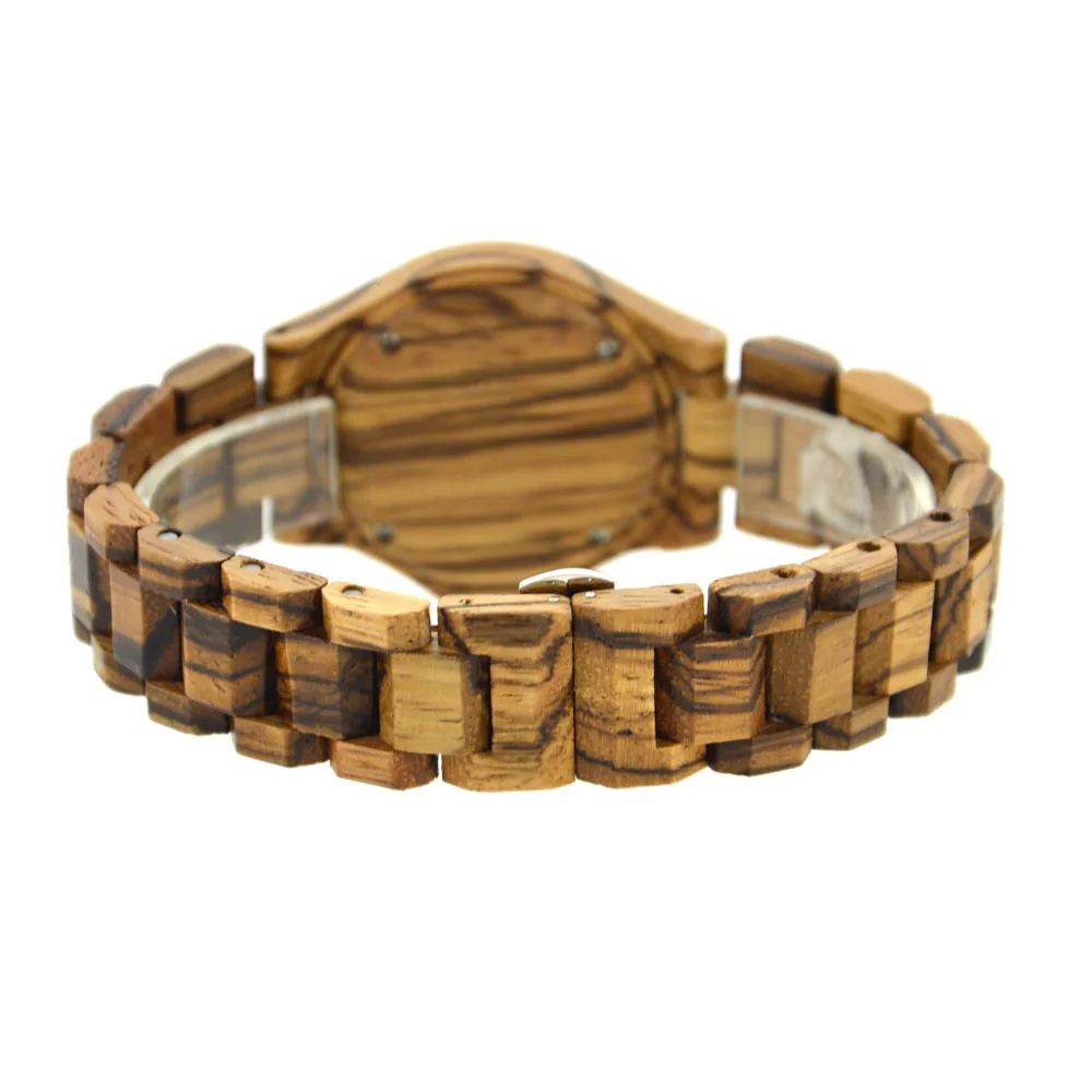 BEWELL дамы кварцевые деревянные часы из нержавеющей стали обратно водостойкий