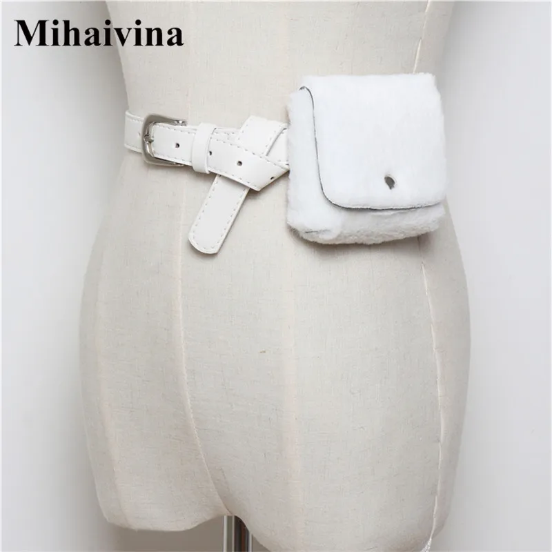 Mihaivina, женские модные поясные сумки из искусственного меха, женская сумка на ремне, плюшевая поясная сумка, сумка для денег