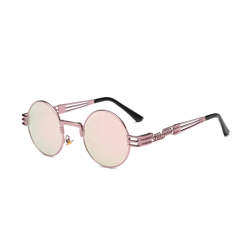 GD2680-12 Psacss Round Punk Polarized Sunglasses Men Women Alloy Glasses Frame Vintage Brand Designer Sun Glasses For Driving Party UV400 - Lenses Color: GD2680-12