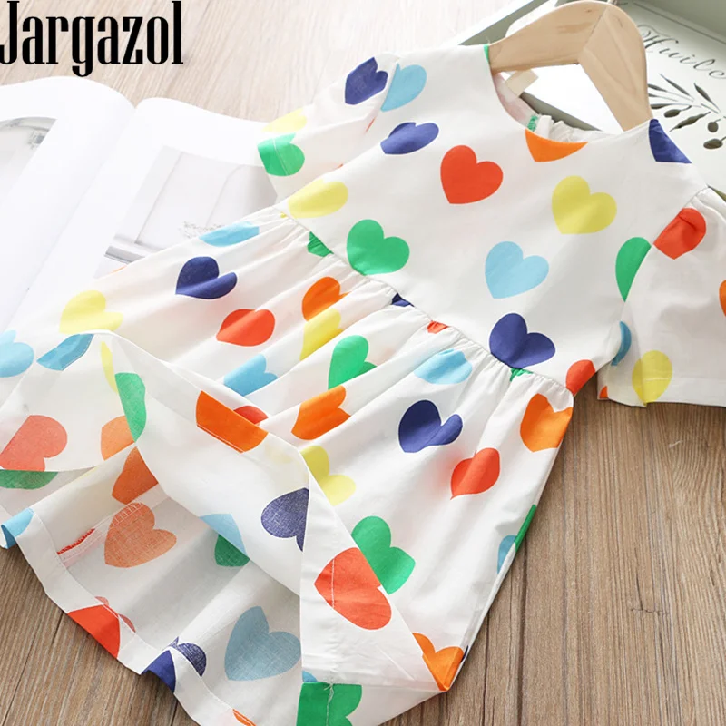 

Toddler Girls Dress 2019 Summer Short Sleeve Princess Dress Cartoon Love Printed Kids Flower Dresses Costume Cute Vestidos