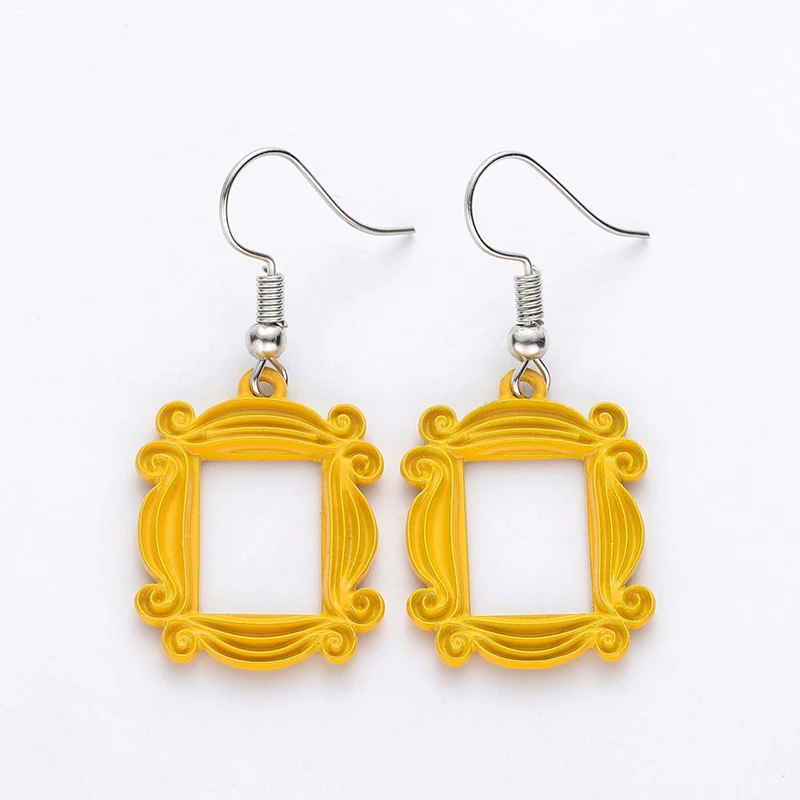 DCARZZ Friends TV Show Earrings Peephole Frame Yellow Earring Party Trendy Jewelry Best Friend Gift Earring Women Accessories