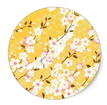 

1.5inch Japan, Sakura, Kimono, Origami, Chiyogami, Flower, Classic Round Sticker 1