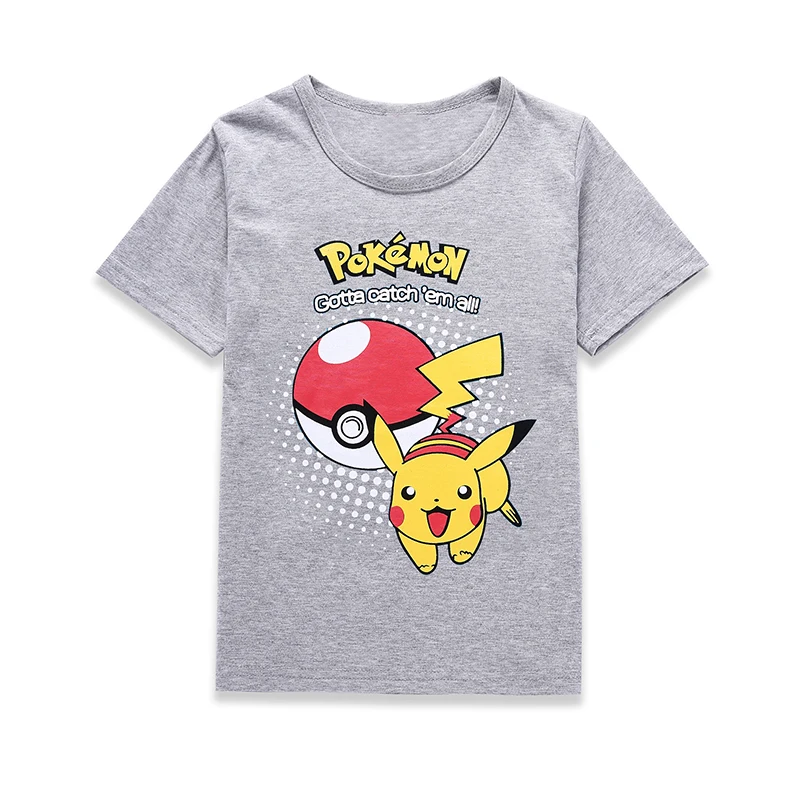 2018 Summer Kids Boys Girls 100% Cotton Toddler Cartoon Short Sleeve T shirt Pokemon T-shirts Tops Children Clothes 2-7 years | Мать и