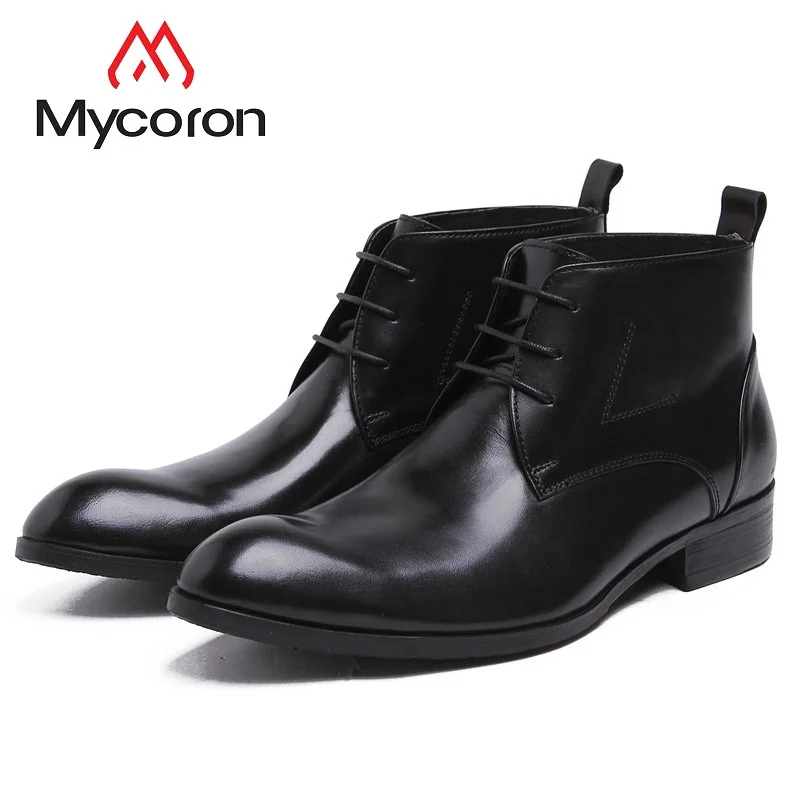 MYCORON Men Shoes 2019 Designer Lace Up Casual Boot Male Winter Boots Handmade Genuine Leather Luxury Zapatos Hombre | Обувь