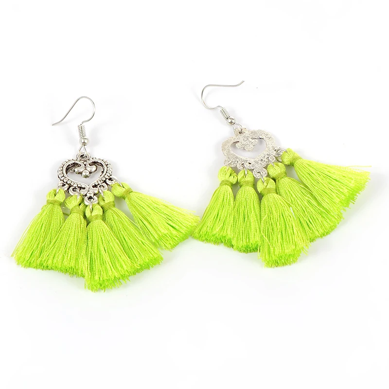 ZHINI Fashion Bohemia Design Fan-shaped Tassel Earrings Women Accessories Cotton Handmade Ethnic Jewelry Trendy Style | Украшения и