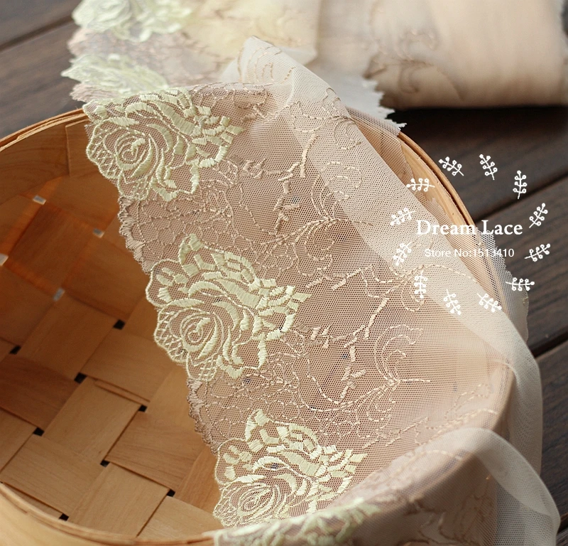 2yards/lot 19cm wide Embroidered Tulle Lace trim mesh French Fabric~Lace Ribbon~beautiful~ | Дом и сад