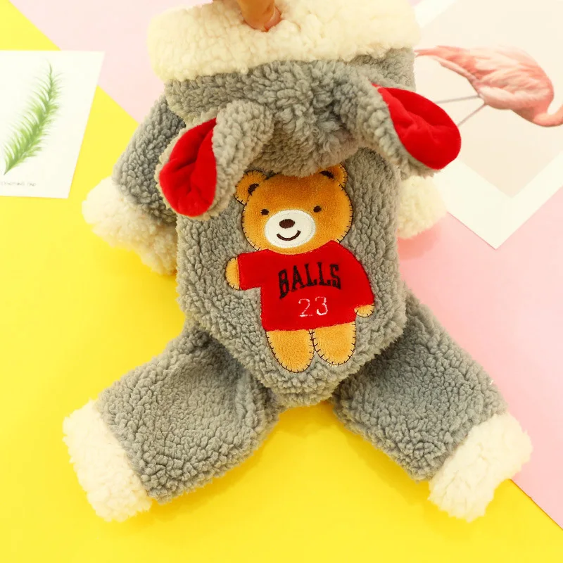 Gray Bear Зимняя Теплая Одежда для собак, костюм для маленьких собак, форма аниамлов, пальто для щенка кошки, Йоркская одежда в Мальтийском стиле, ropa de perros mascotas - Цвет: Gray Bear