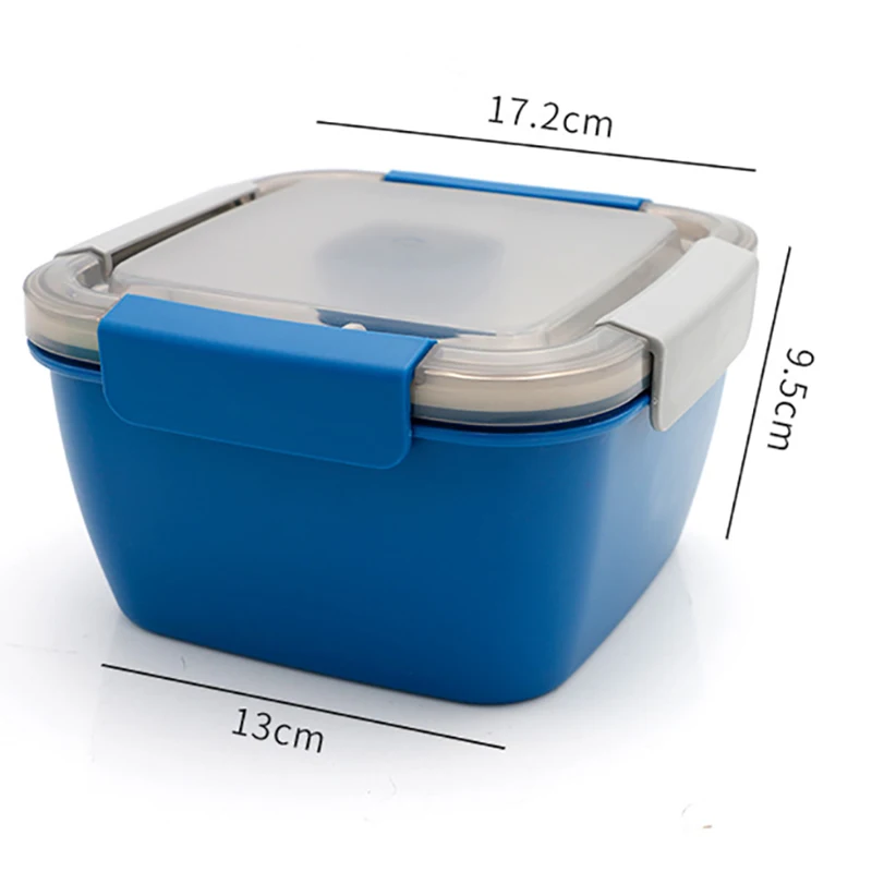 Blue Large MICCK двухслойный Ланч-бокс портативный контейнер для хранения продуктов с маленькой коробочка для соуса фаст-фуд Закуски Упаковка для пикника на открытом воздухе - Цвет: Blue Large