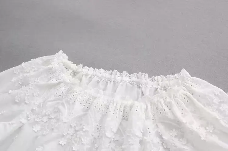 2019 летняя пустотелая трехмерная Цветочная вышивка Хлопковая женская футболка