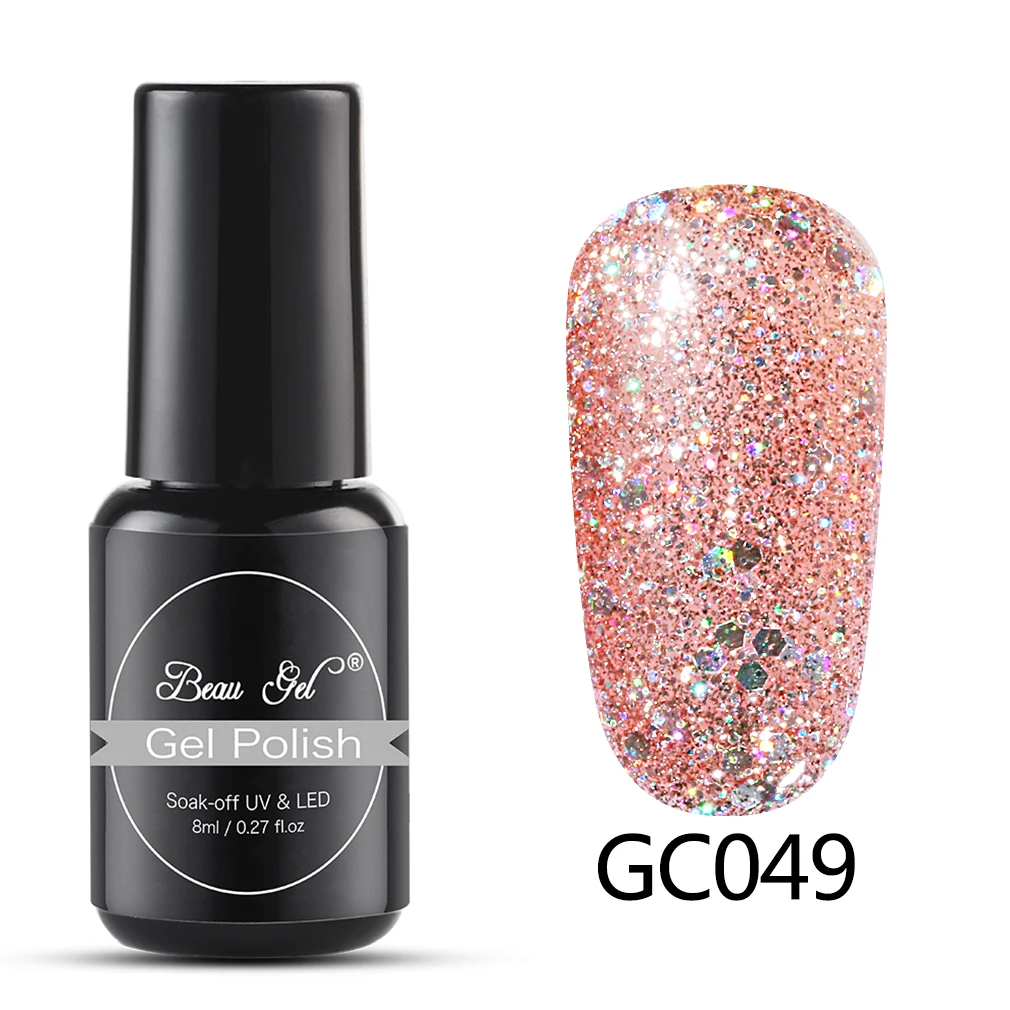 GC049 Beau гель 8 мл гель для ногтей бриллиантовый блеск с ультрафиолетовым свечением Гель-лак для ногтей светодиодный светильник гель лак Полупостоянный Гель-лак грунтовка для ногтей - Цвет: GC049