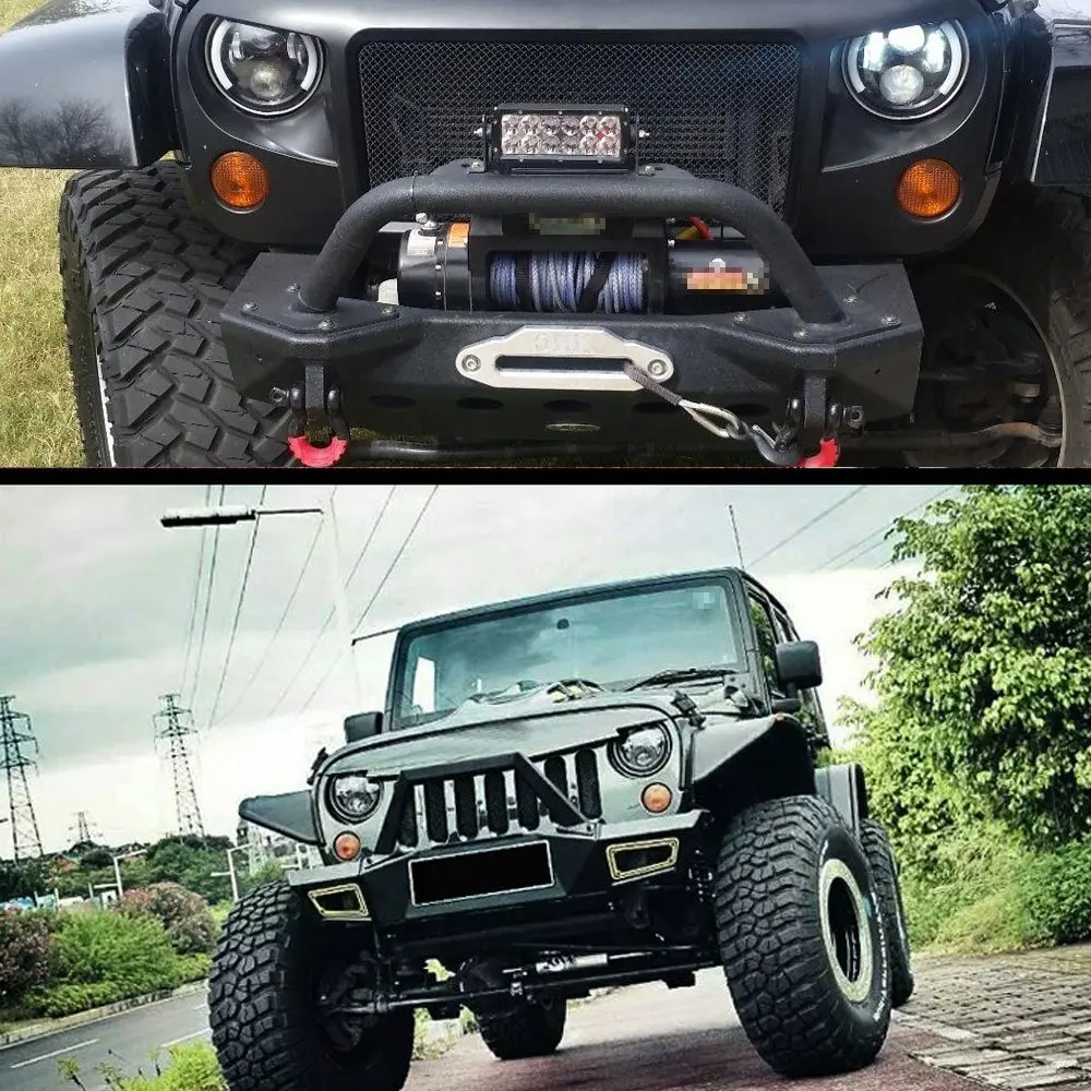 7 &quotкруглый 60 Вт CREES светодиодный фонарь H4 Hi / Lo луч для Jeep Wrangler JK налобный с Halo Angel